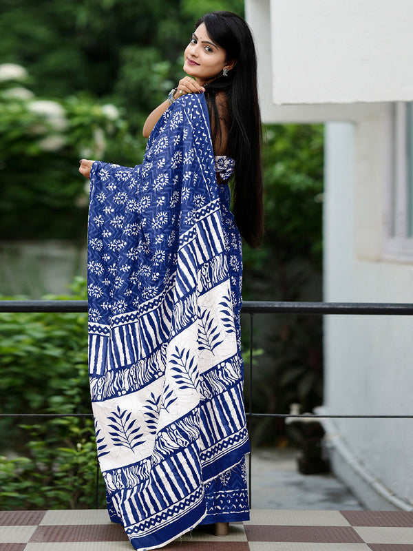 NOZ2TOZ Women's Cotton White Printed Designer Saree With Blouse Piece - Distacart