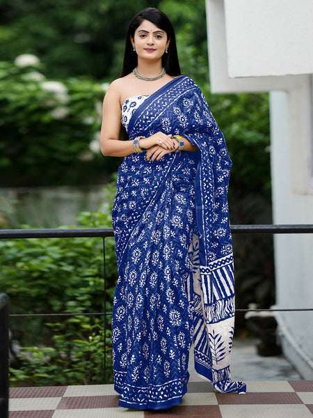 NOZ2TOZ Women's Cotton White Printed Designer Saree With Blouse Piece - Distacart