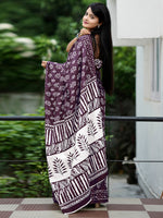 Thumbnail for NOZ2TOZ Women's Cotton White Printed Designer Saree With Blouse Piece - Distacart