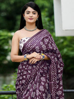 Thumbnail for NOZ2TOZ Women's Cotton White Printed Designer Saree With Blouse Piece - Distacart