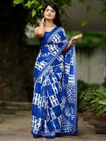 Thumbnail for NOZ2TOZ Women's Cotton Blue Printed Designer Saree With Blouse Piece - Distacart
