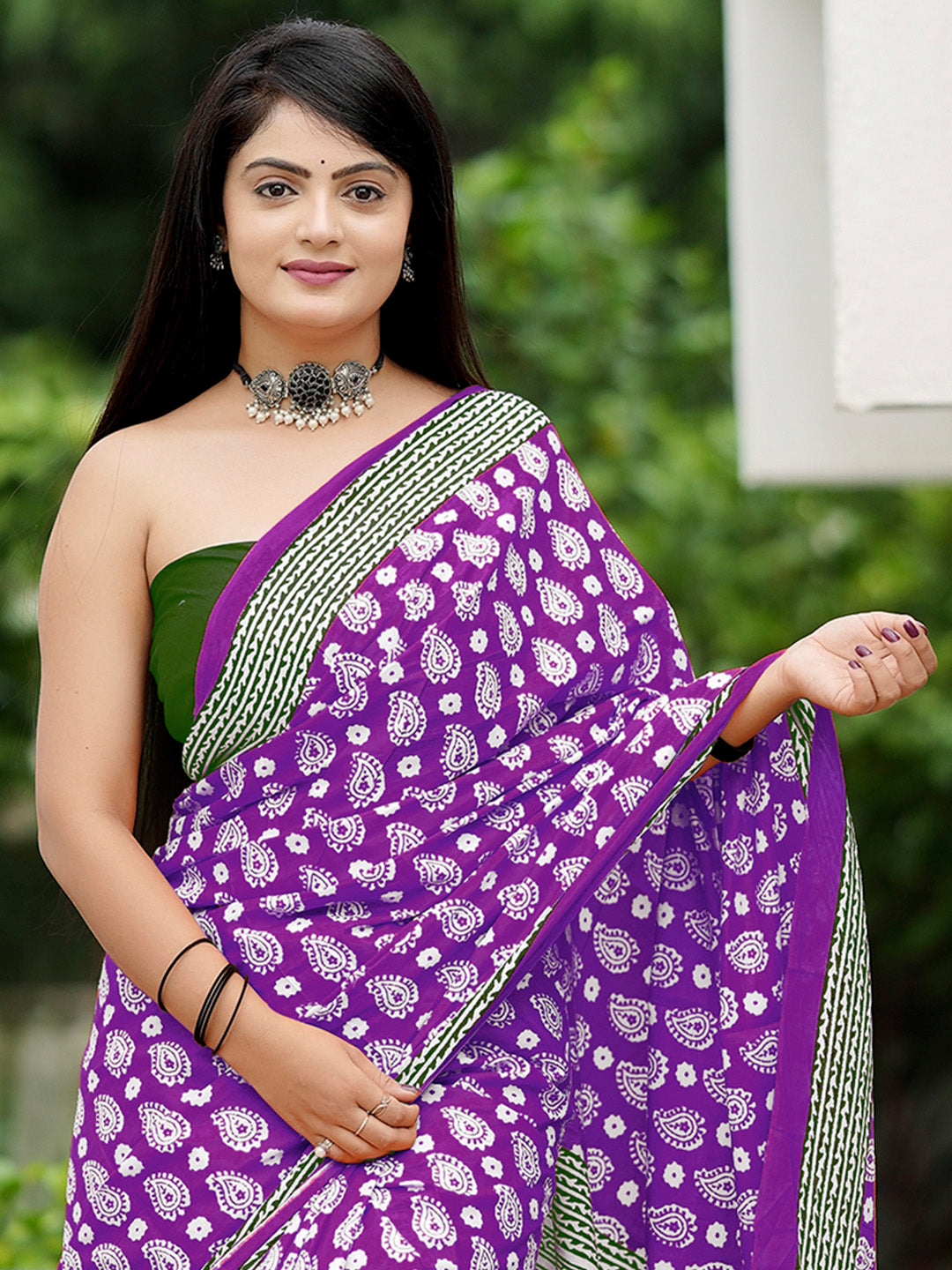 NOZ2TOZ Women's Cotton Green Printed Designer Saree With Blouse Piece - Distacart