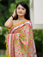Thumbnail for NOZ2TOZ Women's Cotton Pink Printed Designer Saree With Blouse Piece - Distacart