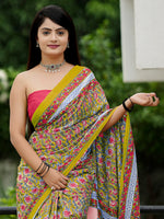 Thumbnail for NOZ2TOZ Women's Cotton Pink Printed Designer Saree With Blouse Piece - Distacart