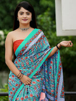 Thumbnail for NOZ2TOZ Women's Cotton Rust Printed Designer Saree With Blouse Piece - Distacart