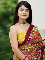 Thumbnail for NOZ2TOZ Women's Cotton Mustard Printed Designer Saree With Blouse Piece - Distacart
