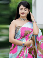 Thumbnail for NOZ2TOZ Women's Cotton Brown Printed Designer Saree With Blouse Piece - Distacart