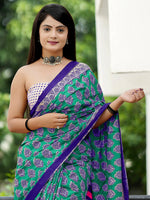 Thumbnail for NOZ2TOZ Women's Cotton Beige Printed Designer Saree With Blouse Piece - Distacart