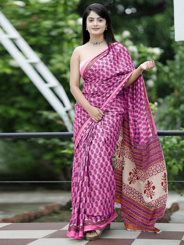 NOZ2TOZ Women's Cotton White Printed Designer Saree With Blouse Piece - Distacart