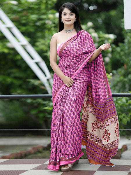 NOZ2TOZ Women's Cotton White Printed Designer Saree With Blouse Piece - Distacart