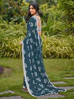 Thumbnail for NOZ2TOZ Women's Cotton White Printed Designer Saree With Blouse Piece - Distacart