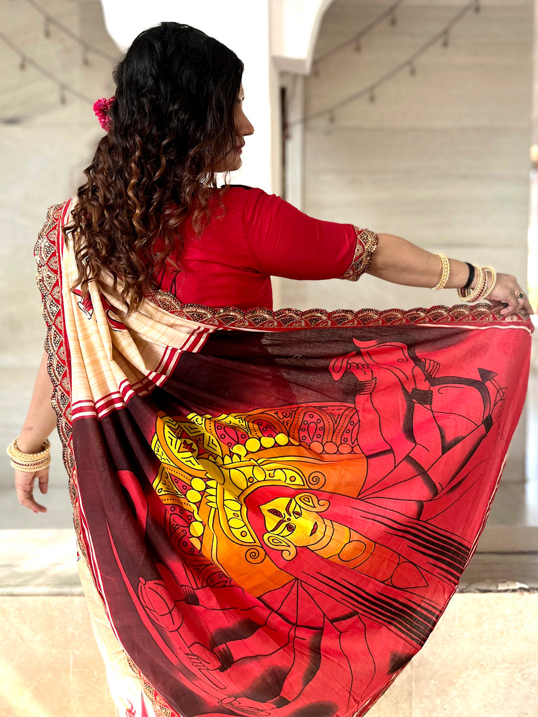 NOZ2TOZ Women's Cotton Red Embellished Designer Saree With Blouse Piece - Distacart