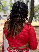 Thumbnail for NOZ2TOZ Women's Cotton Red Embellished Designer Saree With Blouse Piece - Distacart