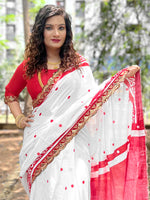 Thumbnail for NOZ2TOZ Women's Cotton Red Embellished Designer Saree With Blouse Piece - Distacart