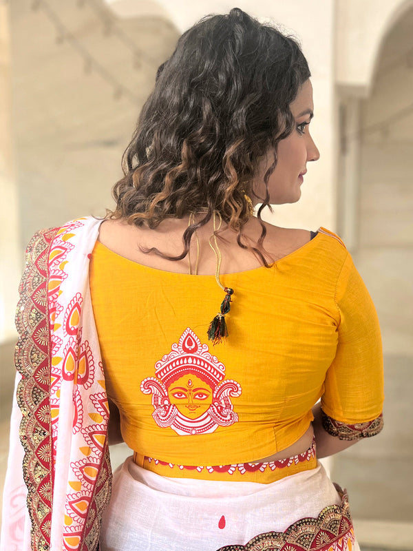 NOZ2TOZ Women's Cotton Yellow Embellished Designer Saree With Blouse Piece - Distacart