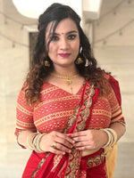 Thumbnail for NOZ2TOZ Women's Cotton Red Embellished Designer Saree With Blouse Piece - Distacart