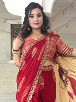 Thumbnail for NOZ2TOZ Women's Cotton Red Embellished Designer Saree With Blouse Piece - Distacart