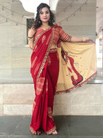 Thumbnail for NOZ2TOZ Women's Cotton Red Embellished Designer Saree With Blouse Piece - Distacart