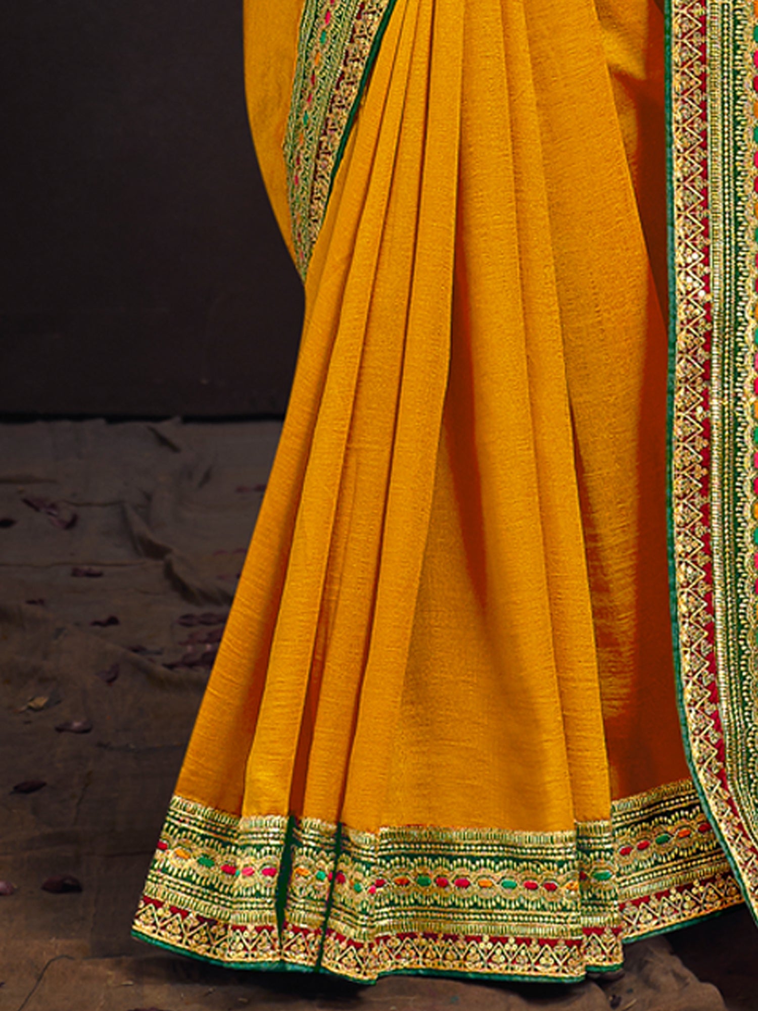 NOZ2TOZ Women's Vichitra Silk Green Embroidered Designer Saree With Blouse Piece - Distacart