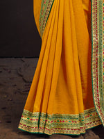 Thumbnail for NOZ2TOZ Women's Vichitra Silk Green Embroidered Designer Saree With Blouse Piece - Distacart
