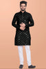 Neera Trendz Black Cotton Blend Mirror Work Men's Kurta With Pyjama - Distacart