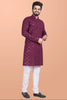 Neera Trendz Wine Cotton Blend Mirror Work Men's Kurta With Pyjama - Distacart