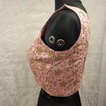 Thumbnail for Kia Fashions Baby Pink Golden All Over Embroidered Readymade Blouse - Distacart