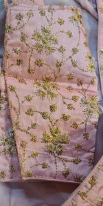 Thumbnail for Kia Fashions Baby Pink Golden All Over Embroidered Readymade Blouse - Distacart