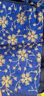 Thumbnail for Kia Fashions Cobalt Blue Golden All Over Embroidered Readymade Blouse - Distacart