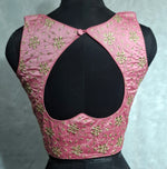 Thumbnail for Kia Fashions Pink Golden All Over Embroidered Readymade Blouse - Distacart