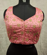 Thumbnail for Kia Fashions Pink Golden All Over Embroidered Readymade Blouse - Distacart