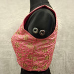 Thumbnail for Kia Fashions Pink Golden All Over Embroidered Readymade Blouse - Distacart