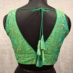 Thumbnail for Kia Fashions Green Twin Tone Golden All Over Sequins Readymade Blouse - Distacart