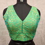 Thumbnail for Kia Fashions Green Twin Tone Golden All Over Sequins Readymade Blouse - Distacart