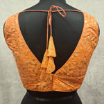 Thumbnail for Kia Fashions Orange Twin Tone Golden All Over Sequins Readymade Blouse - Distacart
