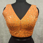 Thumbnail for Kia Fashions Orange Twin Tone Golden All Over Sequins Readymade Blouse - Distacart