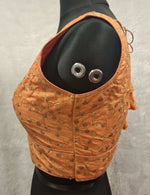 Thumbnail for Kia Fashions Orange Twin Tone Golden All Over Sequins Readymade Blouse - Distacart