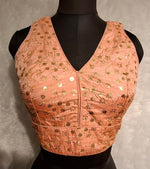 Thumbnail for Kia Fashions Peach Twin Tone Golden All Over Sequins Readymade Blouse - Distacart