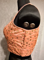 Thumbnail for Kia Fashions Peach Twin Tone Golden All Over Sequins Readymade Blouse - Distacart
