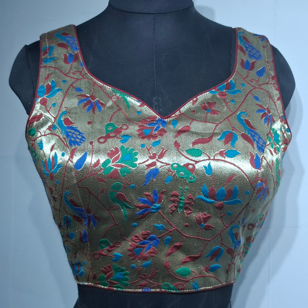 Kia Fashions Maroon Jacquard Weave Multi Color Paithani Readymade Blouse - Distacart