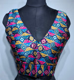 Thumbnail for Kia Fashions Navy Blue Multi Color Weave Readymade Blouse - Distacart