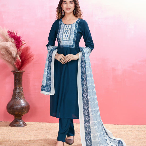 Prazu Fashion Yellow Viscose Silk Printed Kurta Set