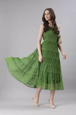 Thumbnail for Souchii Green Varlie Printed Tiered Dress – Flowy Fit & Flare