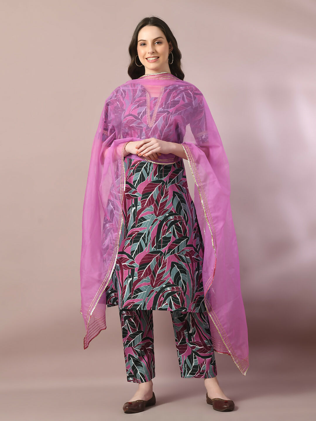 Myshka Women's Multi Printed Cotton Straight Party Kurta Set With Dupatta - Distacart