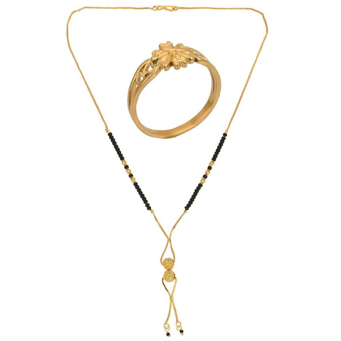 AanyaCentric Gold-plated Mangalsutra & Ring Set - Distacart