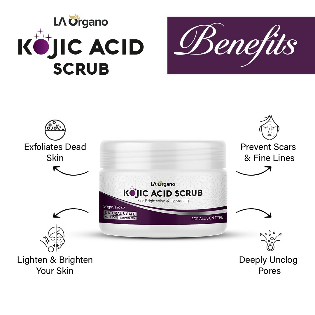 LA Organo 1% Kojic Acid Skin Lightening & Brightening Face & Body Scrub - Distacart
