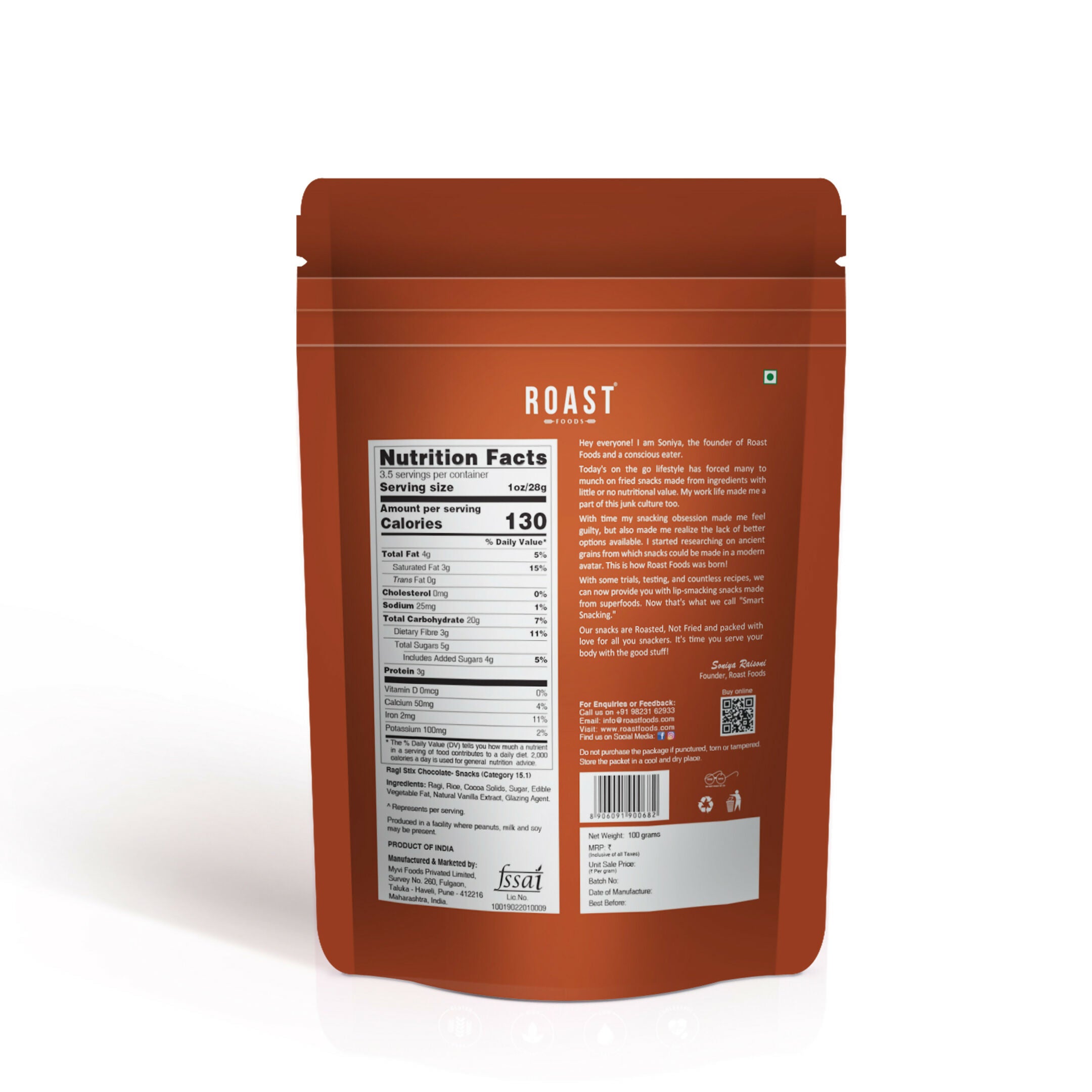 Roast Foods Ragi Stix Chocolate