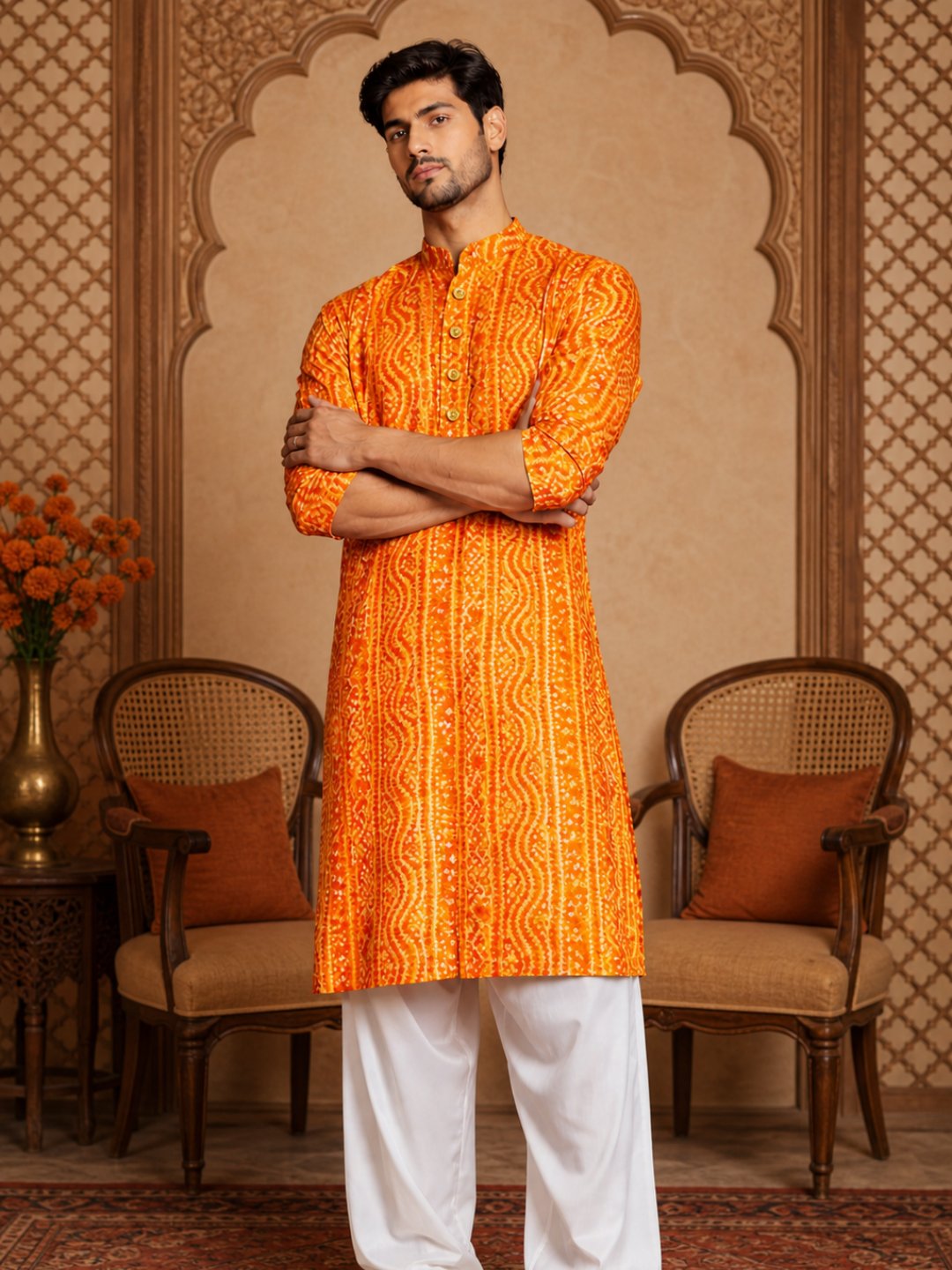 MULTI SHADES Men's Mustard Rayon kurta - Dista