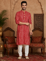 Thumbnail for MULTI SHADES Men's Red Rayon Kurta Set
