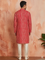 Thumbnail for MULTI SHADES Men's Red Rayon Kurta Set